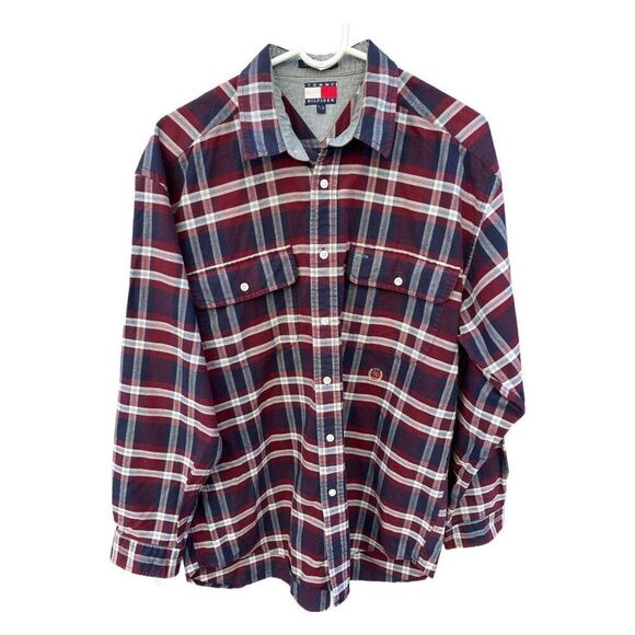Tommy Hilfiger size L plaid 100% cotton button front. - Picture 1 of 5